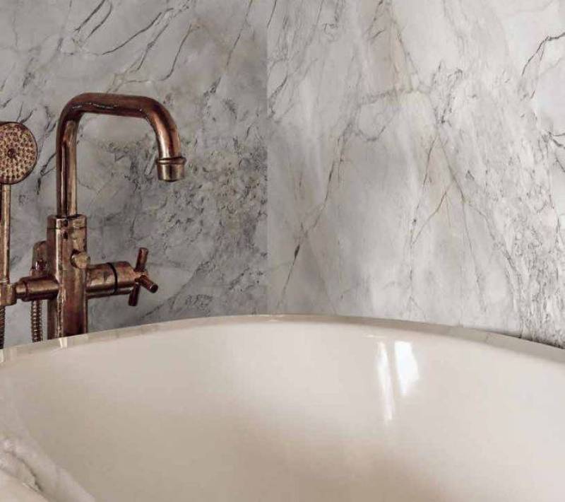 A Serene Bathroom Transformation with Light Marble Wall Cladding in Marrakech adaptable in Montreal
