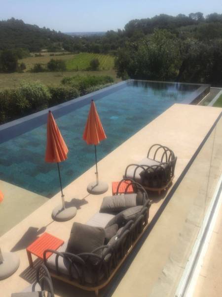 Beige natural stone paving