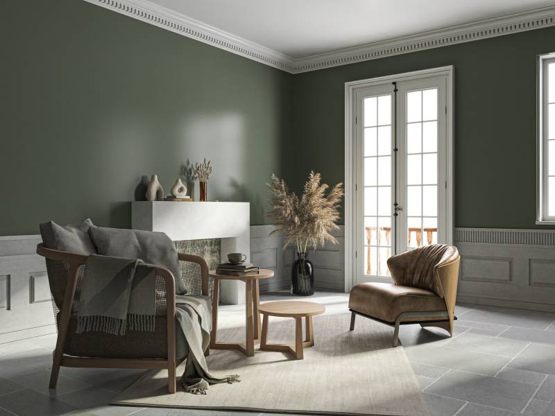 Natural Avallon limestone paving in antique grey Ussé finish Opus Versailles format in a flat in Zurich Switzreland