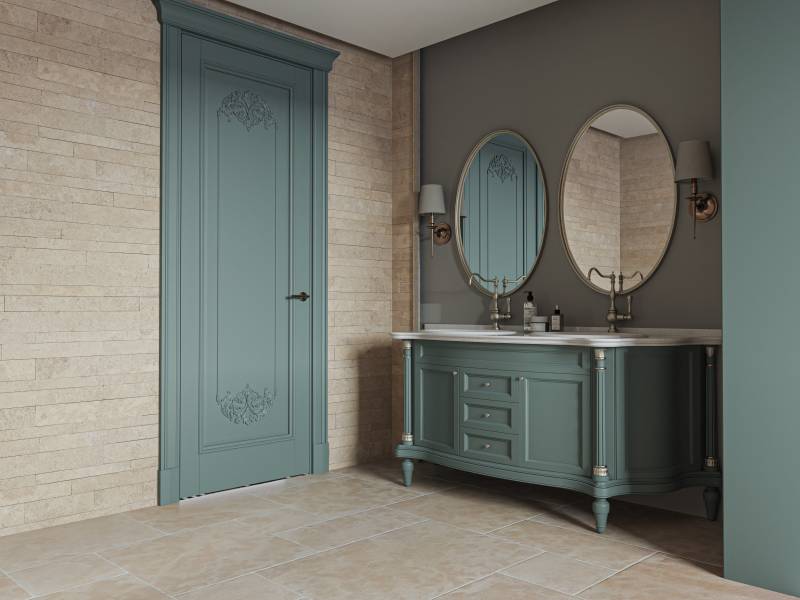 Aged Chablis Beige Natural Limestone paving in Opus Versailles format for a home timeless classic design in London England