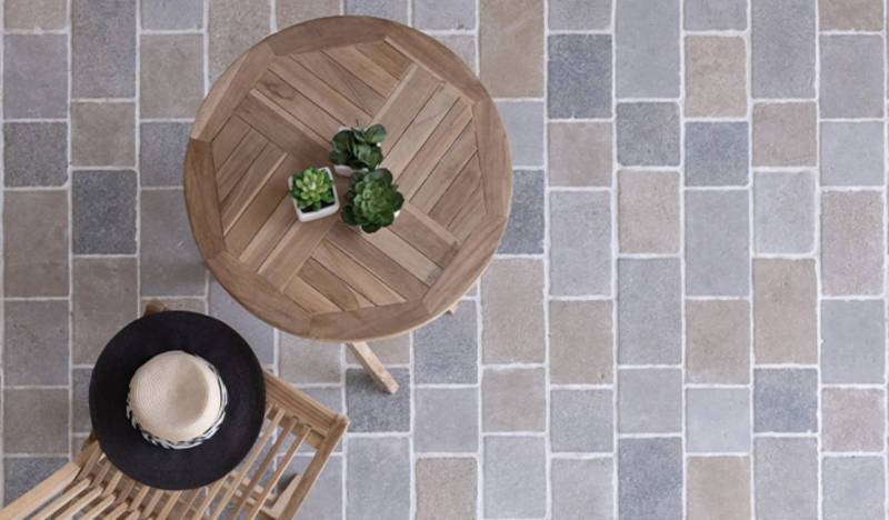 Terrace showroom Rabat: Dazzle your outdoor space with our collection of multicolored antique paving stones in natural limestone