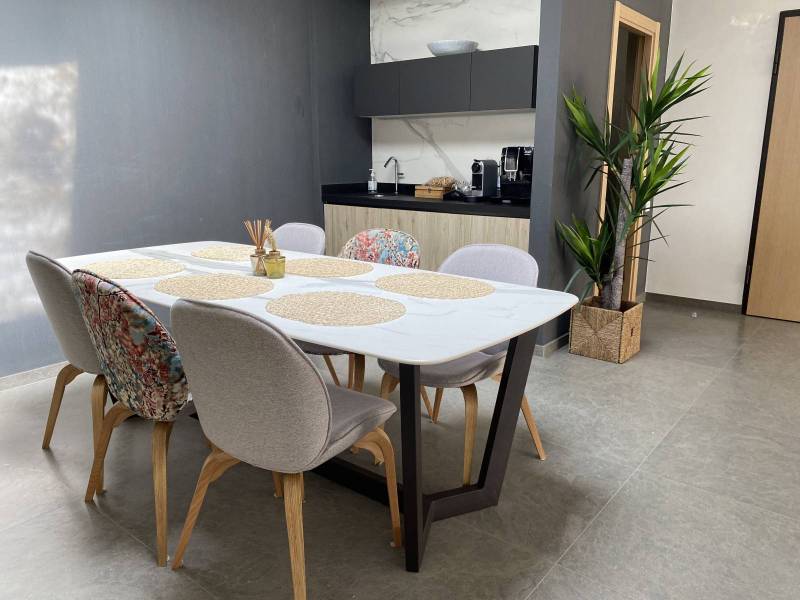 Majestic interior flooring in a villa in Casablanca, Morocco: opt for large slabs in brushed gray limestone natural stone from Morocco