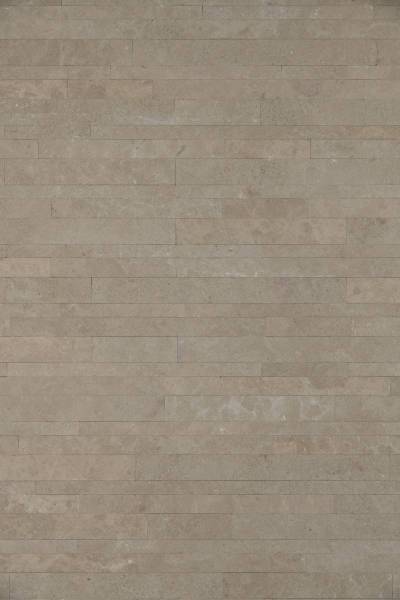 Wall strips of beige natural stone for modern house facade brushed finish