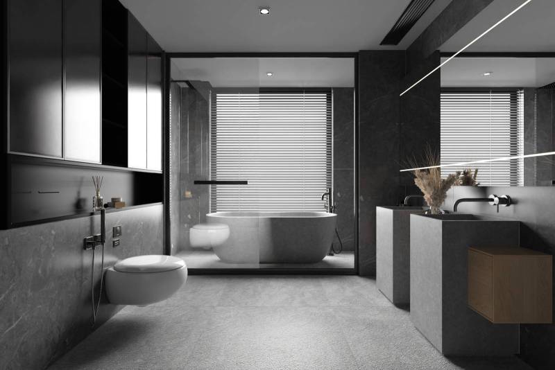 Minimalist Elegance in Limestone and Serene Bathroom Retreat in a Rabat Villa now available in London UK